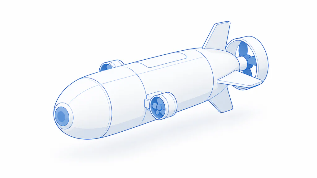 Autonomous underwater vehicle illustration